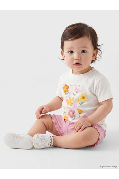 LC Waikiki Trendlucky Floral Baby Girl Shorts Set with Difference in Color