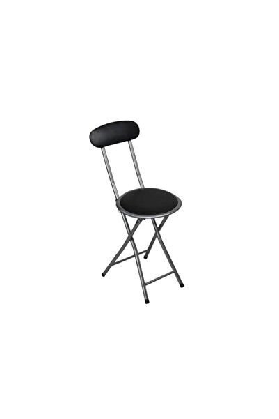Generic FEELINGS Round Seat Metal Folding Chair, Black