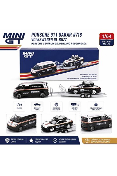 mini gt Porsche 911 Dakar 718 Volkswagen ID. Buzz Taşıyıcılı 1/64 Metal Model...