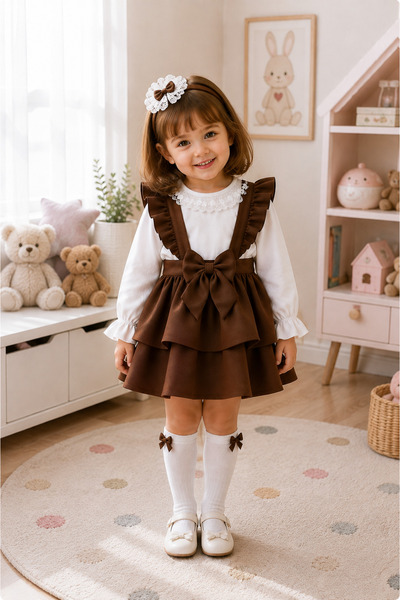 TREND NATURAL Trendnatural Baby Girl and Kids School Nursery Ruffle Bow Salop...