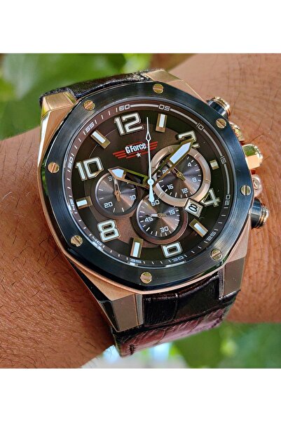 G Force G-Force Js25 Miyota Movement Brown Design Men's Chronograph Wristwatc...