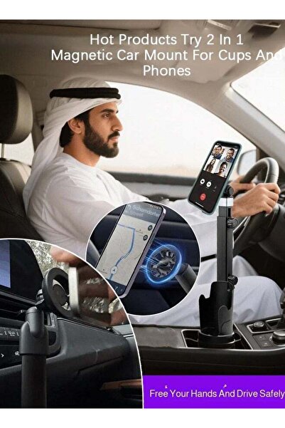 TELESIN Car 2-1 Magnetic Mobile Phone Holder Cup Holder Vertical Horizontal R...