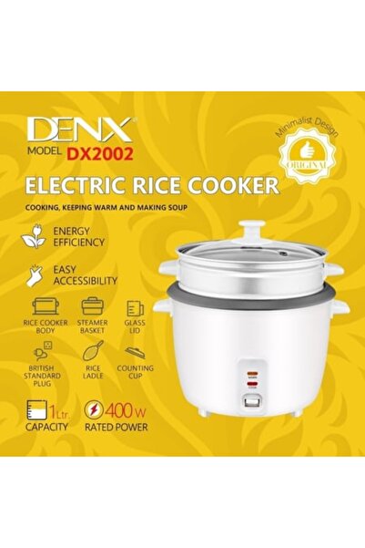 denix طباخة رز كهربائية ذكية | جهاز لطبخ الأرز بالبخار بسعة 1 لتر وقوة 400 وا...