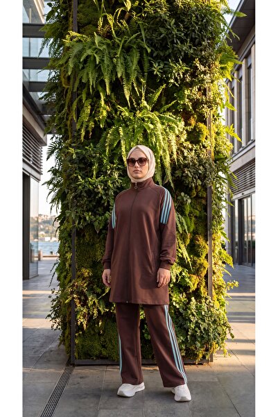 MİMİ Luxury Wear Set de trening pentru femei, cu dungi laterale, cu fermoar, ...