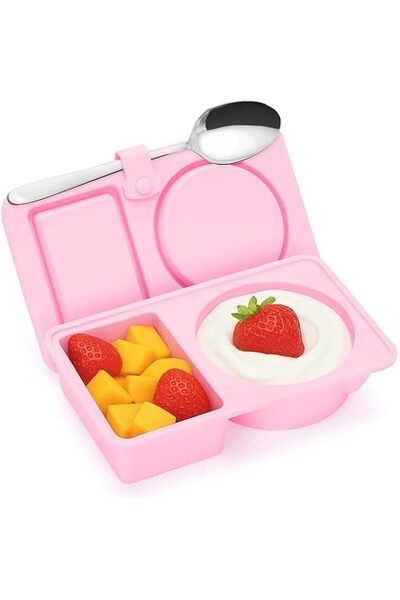 Generic Tazweeq 2Pcs Pink Silicone Snack Containers with Lids, Reusable Snack...