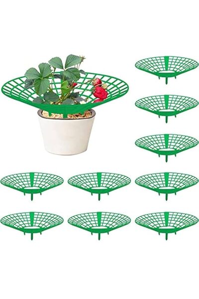 Generic 10-Pack Strawberry Plant Support Frames (Green) - Sturdy 3-Legged Gro...