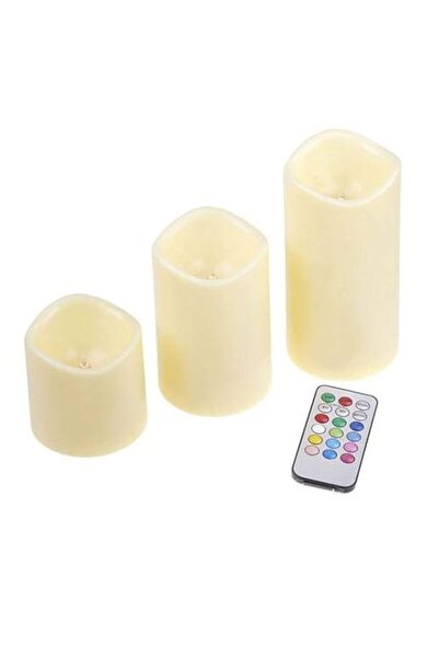 Generic Cylindrical Colorful Remote Control Timed Flameless LED Candle Light ...