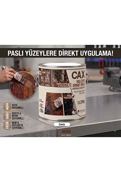 caxcolors CAX Pas Üstü Direkt Uygulanan Antipaslı Sentetik Metal Boyası 1 Lit...