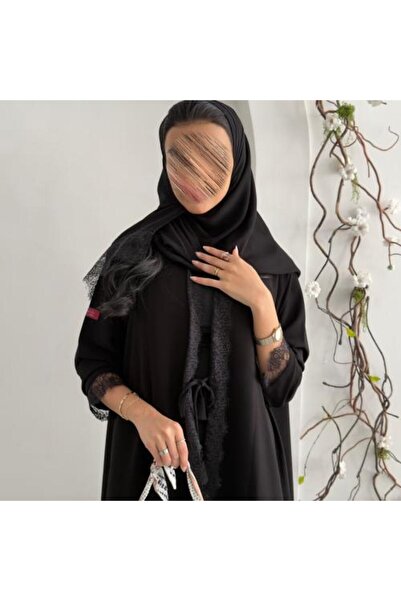 dar laha abaya Abaya D 6023 - Made of royal crepe fabric with lace on the col...