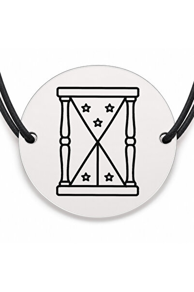 Simoshop Brățară argint 925 cu bănuț gravat clepsidră cu stele, șnur negru re...