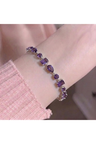 Heda Jewelry سوار سباركل - سوار جيما بحجر أرجواني - سوار VIP