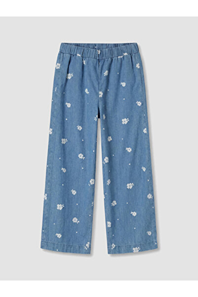 LC Waikiki Rmz Gi̇yi̇m Farkiyla Floral Wide-Leg Girls' Jean Pants
