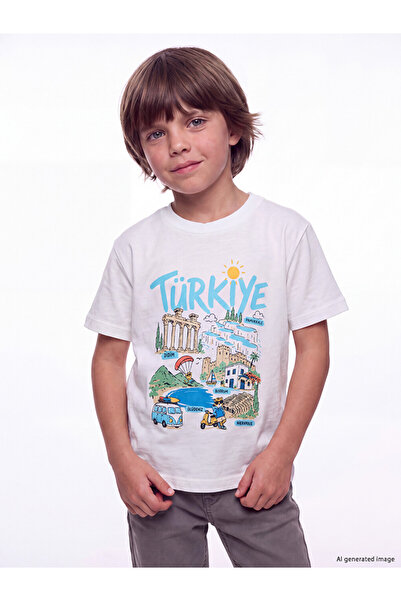 LC Waikiki Rmz Gi̇yi̇m Farkiyla Turkey Printed Boys' T-Shirt