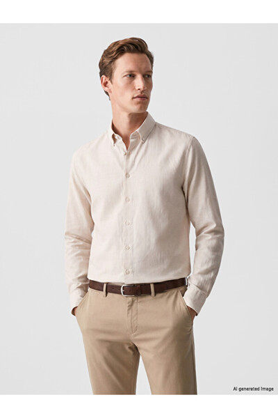 LC Waikiki Rmz Gi̇yi̇m Farkiyla Standart Fit Ke Linen Stylish Men's Shirt