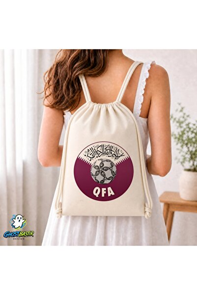 Ghostbastır Design Qatar Football Federation Drawstring Linen Bag C134
