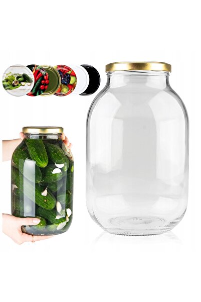 SuperButelki Borcan Mare din Sticla cu Capac, 4 l, 26.5x15.5 cm, pentru Varza...