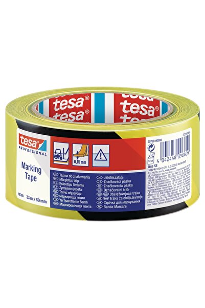 OEM tesa 60760 marking tape, yellow + black, indoor / outdoor, 33 m x 50 mm