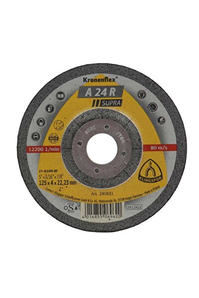 OEM Disc polizare otel, Klingspor A 24 R Supra, 125 x 22.23 x 4 mm