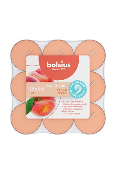 Bolsius Set 2 x 18 Lumanari Pastila Bolsius, Piersica, Timp de Ardere 4 Ore