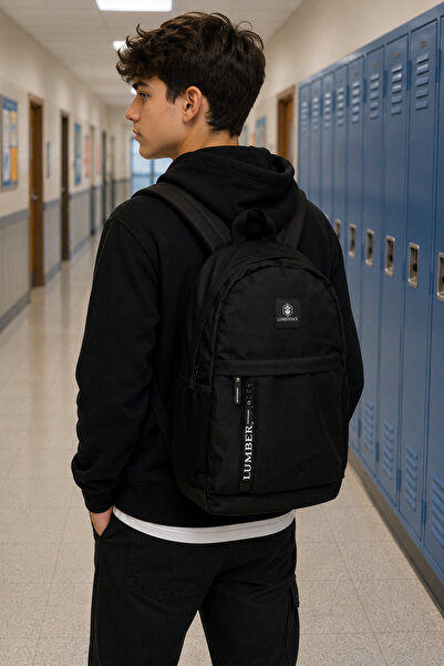 lumberjack Ct-1041 Black Unisex Backpack School Sports Travel Daily Use Multi...