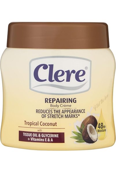 Clere كريم ترطيب الجسم بجوز الهند الاستوائي مع فيتامين E و A - 500 مل