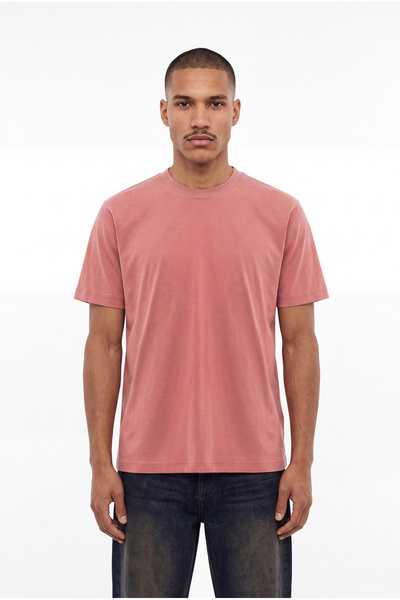 Machinist Men's Basic Relaxed Slim Cotton T-Shirt Coral