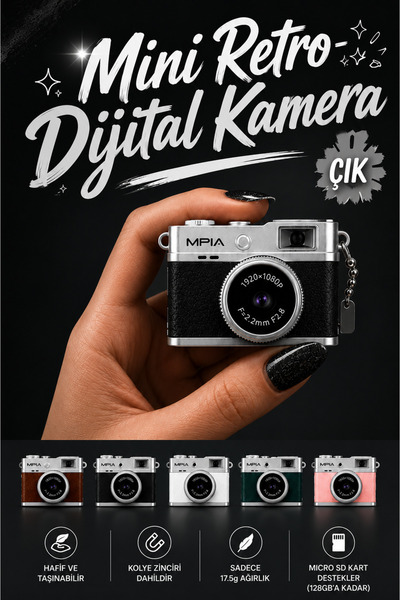 MPIA Mini Retro Dijital Kamera 1080P HD Kolye Tasarımlı Taşınabilir Fotoğraf ...