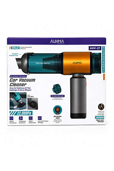 ATASEL auhma AHV-27 22.000Pa Kablosuz Araç İçi El Süpürgesi 220W Güçlü Motor ...