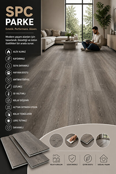 Zera Floor SPC Parke 4+1 mm Ahşap Desenli Suya Dayanıklı Kilitli Geçme Zemin ...
