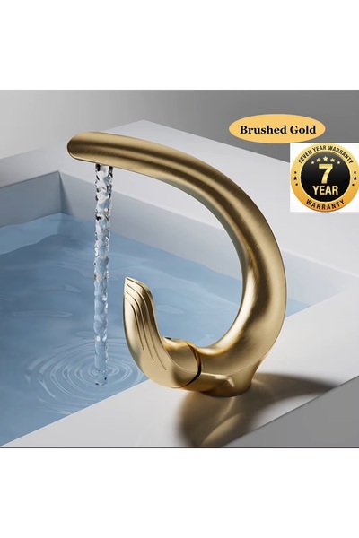 OEM صنبور حوض الحمام شيلالي بتصميم حديث جديد لون ذهبي مطفي مستورد مع ضمان 7 س...