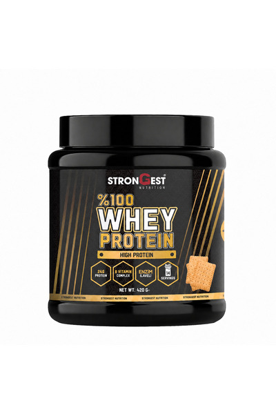 STRONGEST Whey Protein 420 Gr 14 Servis Bisküvi Aromalı %100 Whey Protein Tozu
