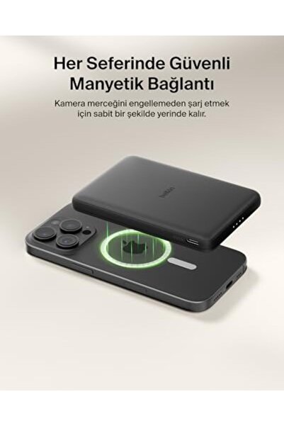Sellbuystore Manyetik Power Bank 5000 mAh, Manyetik Halka ve USB-C Porta Sahip İnce Taşınabilir Şarj
