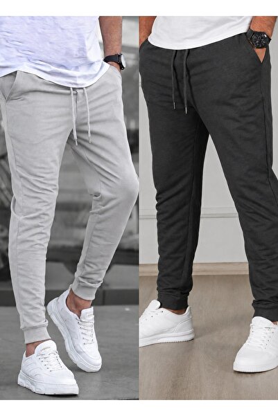 TORUK MAKTO Set of 2 Unisex Ribbed Leg Sweatpants Jogger Comfortable Fit Dail...