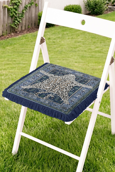 Realhomes Leopard Patterned Star Figured Fringed Zippered Chair Cushion - Vin...