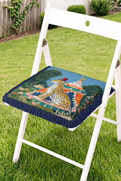 Realhomes Circus Themed Leopard and Tent Patterned Fringed Zippered Chair Cus...