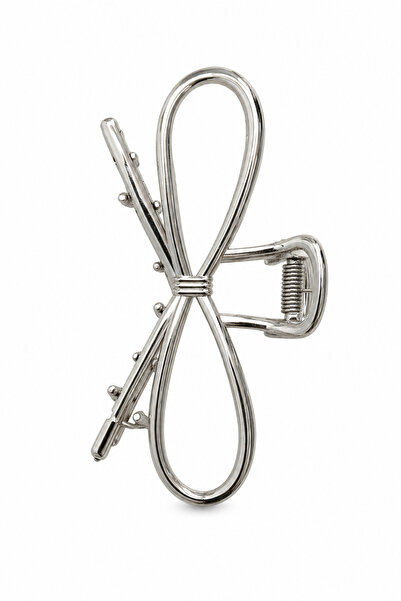 Jack Ferrero Stylish Bowknot Design Glossy Gray Metal Hair Clip - for Women's...
