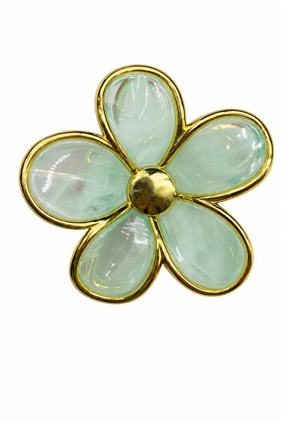 Jack Ferrero Yellow Framed Light Green Flower Figured Women's Hair Clip Acces...