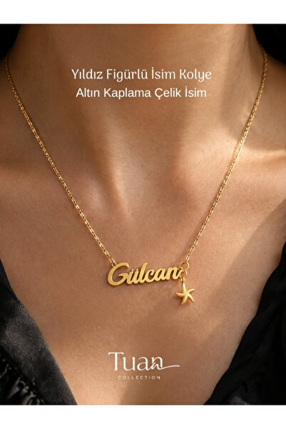 Tuan Collection Deniz Yıldızı Detaylı İsim Kolye Gold Renk Lak Altın Kaplama ...