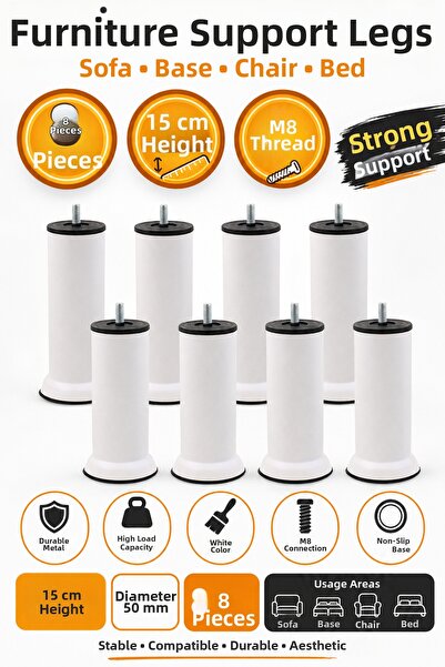 Badem10 Λευκό μεταλλικό πόδι - M8 Έπιπλα Καναπές Βάση Πολυθρόνα, Καναπές-Κρεβ...