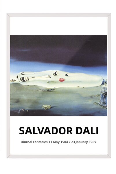 Postifull Salvador Dali - Diurnal Fantasies, White Framed Art, Art Series No:...
