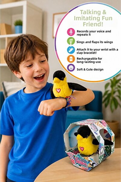 TOYFEST Talking Imitating Plush Parrot with Slap Wristband, Recording and Sin...