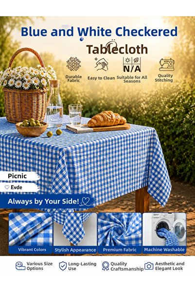 Ases Design Blue Gingham Picnic Mat