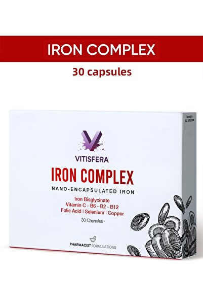 Vitisfera Iron Complex 30 Capsules-Iron (Bisglycinate), Vitamin C, Folic Acid...