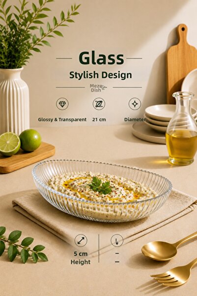 Tanemce Glass Trough Kayık Presentation Plate Transparent Serving Plate Salad...