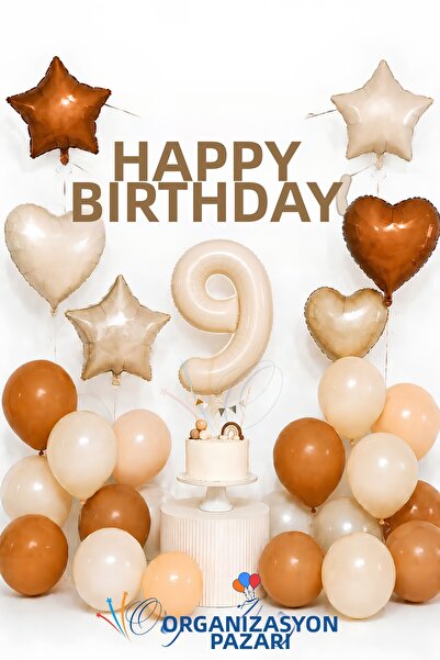 Organizasyon Pazarı 9 Year Old Retro Birthday Set, Everything in One Package