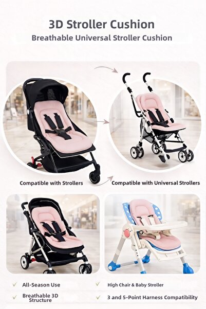 ubeybi Baby Stroller Cushion Universal 3D Mesh Breathable Anti-Sweat Stroller...