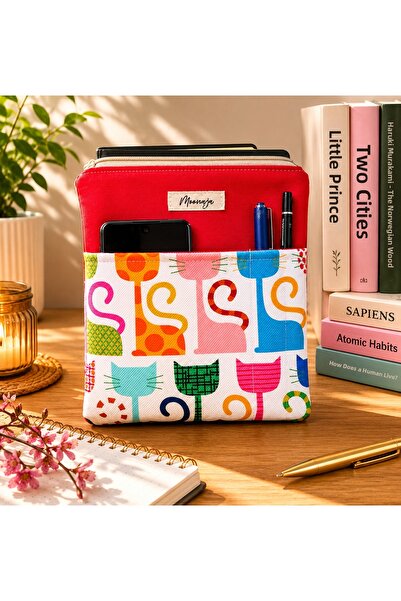 moonaja Zippered Book Cover - Tablet Case - Fiber Lined with Pockets - Organi...