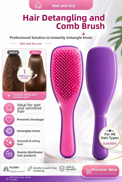 NOIRE PREMIUM New Generation Wet Dry Hair Lightening Comb Detangling Easy Sty...
