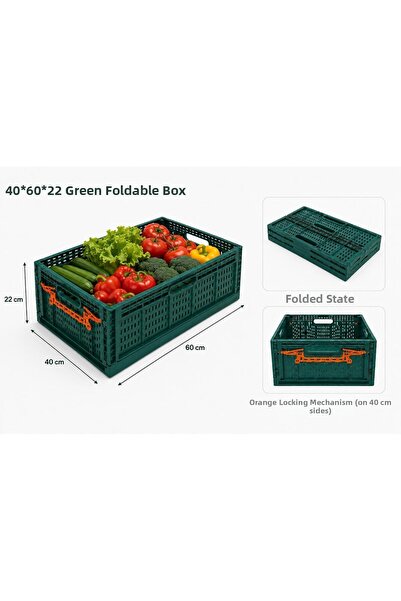Aslan Ticaret 6-Piece Green Folding Case Plastic 40*60*22 cm Camp