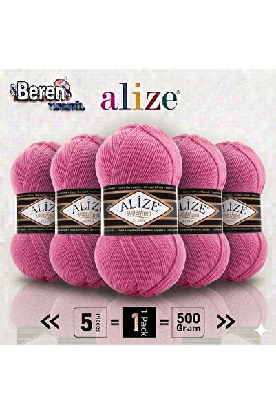 Alize Süperlana Classic - 178 Dark Pink - 5-Pack - 100Gr/280M - Hand Knitting...